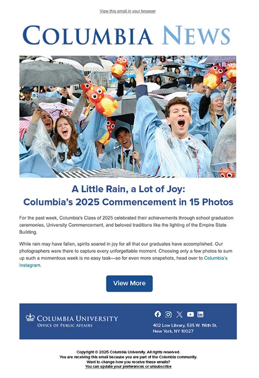 Columbia News Eblast 2025 graduates celebrate during commencement ceremony